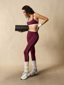 VARSIVA Women's Colorblock Cropped Camisole Top And High-Waist Leggings Casual Daily Sports Fitness Set - Multicolor - View 8