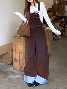 DAZY Women's Casual Denim Overalls - Brown - View 9