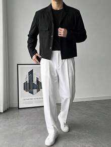 DAZY Black Short Commuter Solid Color Men's Blazer - Black - View 7