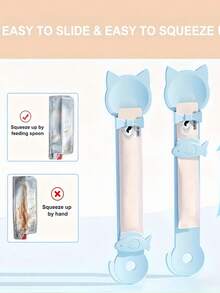 Cat Treat Spoon Feeder Squeeze Tool For Puree Lickable Wet Food No Mess Easy Feed Portable Silicone Dispenser With Portion Control Holder - Multicolor - View 5