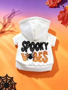 PETSIN 1pc Universal Halloween Hoodie For Cats And Dogs, Embroidered Spider Ghost Casual And Comfortable Clothing, Suitable For Daily Outdoor Walks, Halloween Candy Hunts, And Holiday Atmosphere Pet Photos - Multicolor - View 7