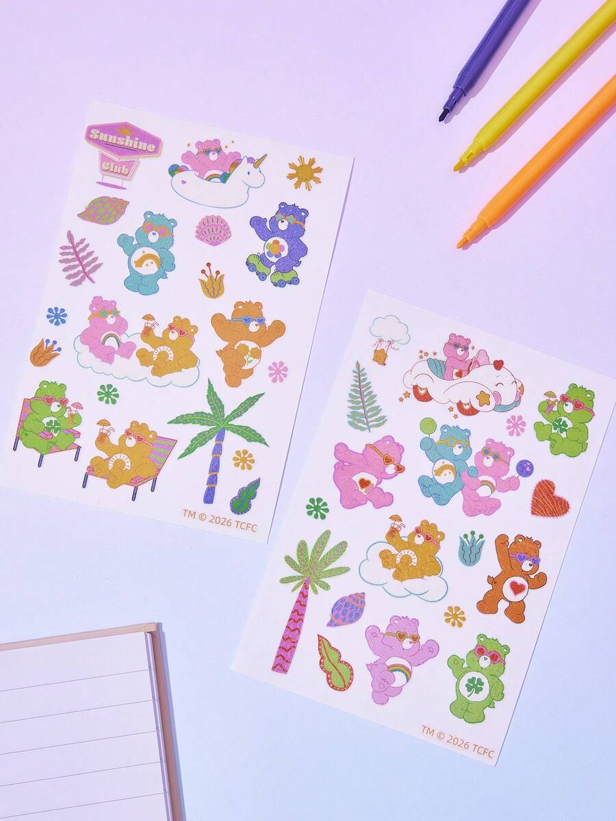 Care Bears 1組卡通圖案塗鴉貼紙,適用於筆記本、日記本、手工藝品、滑板、筆記型電腦、行李箱,非常適合個性化裝飾,生日或週年紀念的趣味禮物 - 彩色 - 查看 1
