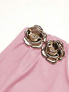 Firerie Kids Firerie Kids Tween Girl Metal Flower Decor Pleated Fashion Party Dress - Pink - View 7