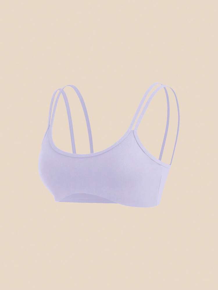 SHEIN Cheerettes Women's Solid Color Casual Daily Spaghetti Strap Sports Bra 2pcs/Pack - Multicolor - View 5
