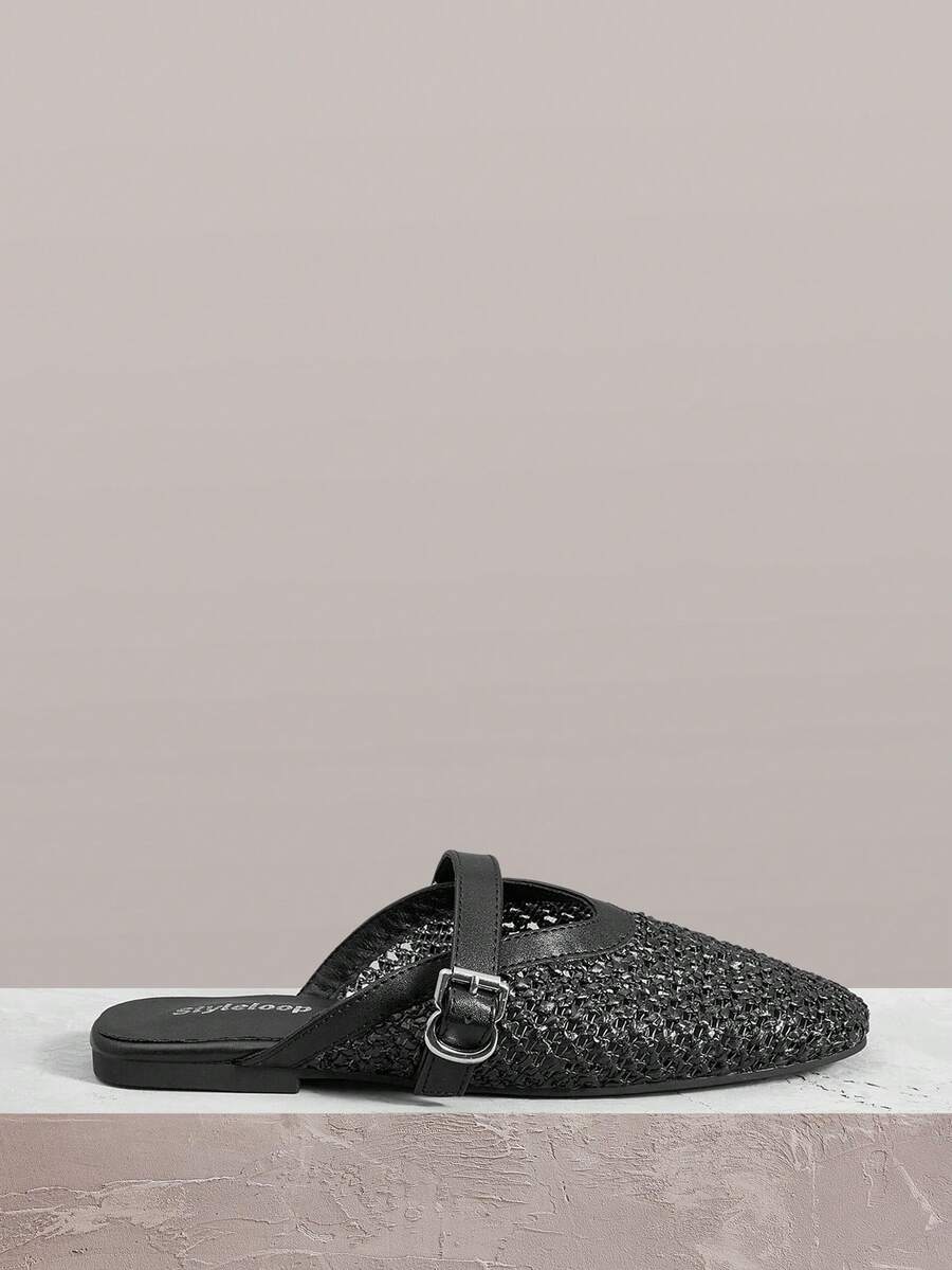 Styleloop Ladies, Willow Nails, Buckles, Flat Shoes. - Black - View 1
