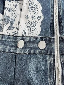 Mawevolt 女款夏季休閒通勤立領斜口袋收腰大尺碼連身褲，日常通勤穿搭、派對聚會穿搭、浪漫優雅度假穿搭 - 藍色 - 查看 6