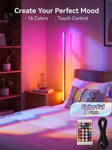 1 PC RGB Electric Ambiance Light, Adjustable In Various Angles And Colors, Controlled By Remote. Suitable For Halls, Holiday Gatherings, Christmas, Home Get-Togethers, Bedrooms, Living Rooms, And Camping. - Tripod corner ambient light - View 2