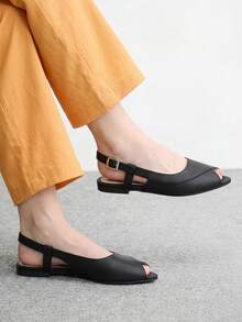 CUCCOO BIZCHIC Women's Shoes, Black, Simple And Gentle Back Strap Open Toe Sandals, Commuting Versatile Daily Comfortable Flats - Black - View 3