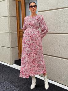 MaterniWear 孕婦全印花休閒日常夏季旅行連身裙 秋季 - 粉色 - 查看 9