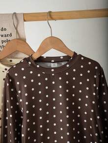 3pcs Tween Girls T-Shirt Crew Neck Long Sleeve Slim Fit Polka Dot Contrast Color Pattern 3pcs Set Top Casual Everyday T-Shirt Autumn - Multicolor - View 3