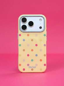 ShellaStory A Summer Day, Dopamine Color-Blocking Polka Dot Macarons, Shockproof Soft Shell, Suitable For 17promax, Personalized, Creativity, Geometry, Simple Style, Fresh Style, Color-Blocking Style, Niche, Ins Style - Yellow - View 1