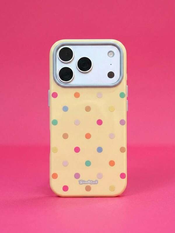 ShellaStory A Summer Day, Dopamine Color-Blocking Polka Dot Macarons, Shockproof Soft Shell, Suitable For 17promax, Personalized, Creativity, Geometry, Simple Style, Fresh Style, Color-Blocking Style, Niche, Ins Style