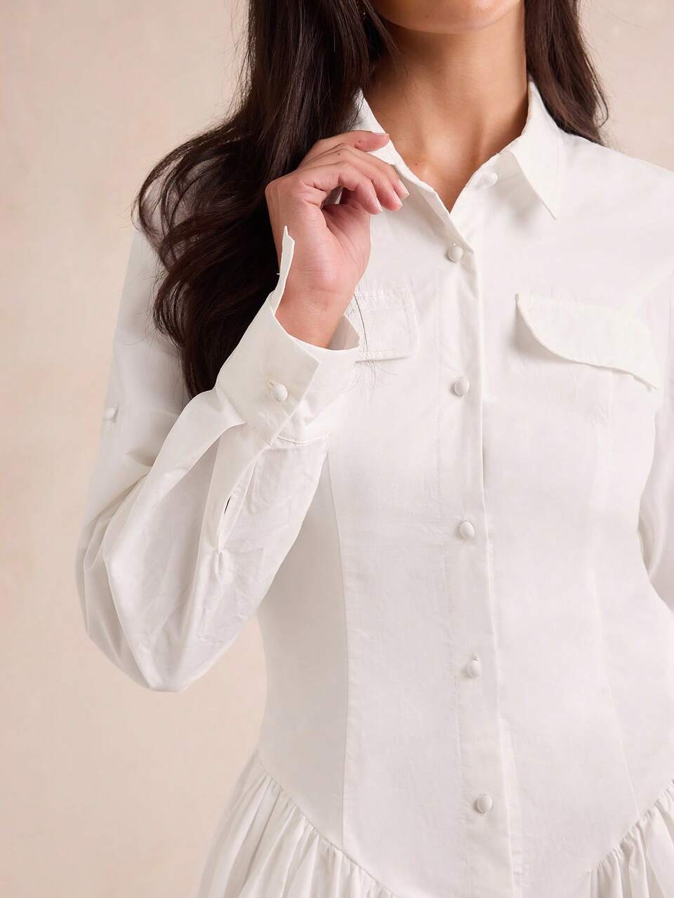 Enchnt Premium Pre-Fall Romantic Women's Elegant White Shirt Long Dress,Casual Dress,Work Outfits,Formal Wear,Social Dress,Teacher Work,Basic Dress