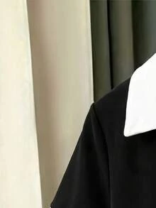 Resyla Setelan 2 Potong Atasan Lengan Pendek dan Celana Pendek Saku Bergaris Minimalis untuk Wanita - MultiWarna - View 3