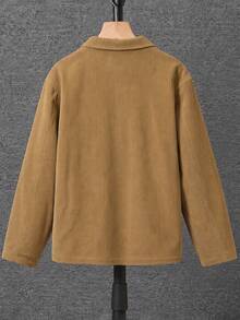 1pc Teen Autumn/Winter Lapel Long Sleeve Wool Jacket, Suitable For Daily Commute Wear - Apricot - View 2
