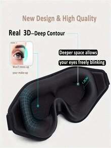 1pc 3D Silk Sleep Mask Eye Cover Soft Comfortable Blackout Blindfold For Night Sleep Travel Nap With Adjustable Strap Lightweight Breathable For Men Women - Multicolor - View 4