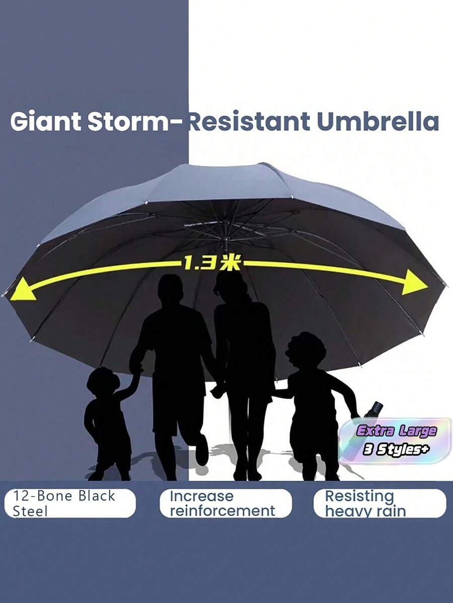 1Piece Extra Large Folding Umbrella Double Canopy Windproof Rain Sun Dual Use UV Coating For Two Person Travel Outdoor Protection High Quality Trending Now - multicolor - View 1