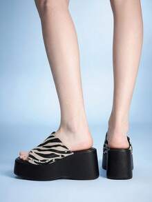 Sugerpunk Ladies, Spike Buckles, Lame-Heeled Platform Sandals. - Beige - View 6