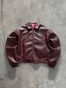 AXEPEAK Fashionable Commuter Lapel Long Sleeve Men's Jacket - Red - View 1