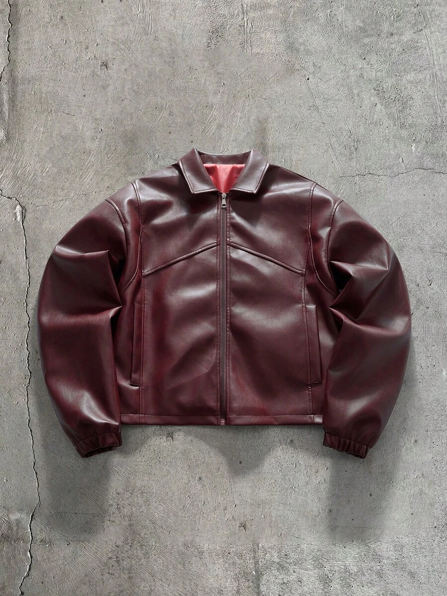 AXEPEAK Fashionable Commuter Lapel Long Sleeve Men's Jacket - Red - View 1