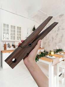 Extra Large Wooden Clothespin Bathroom Towel Rack, Farmhouse Style Wall-Mounted Towel Holder, Multi-Functional Household Laundry Decor, Towel Rack Or Hooks, Wall Hanging Bathroom Decoration - Multicolor - View 3