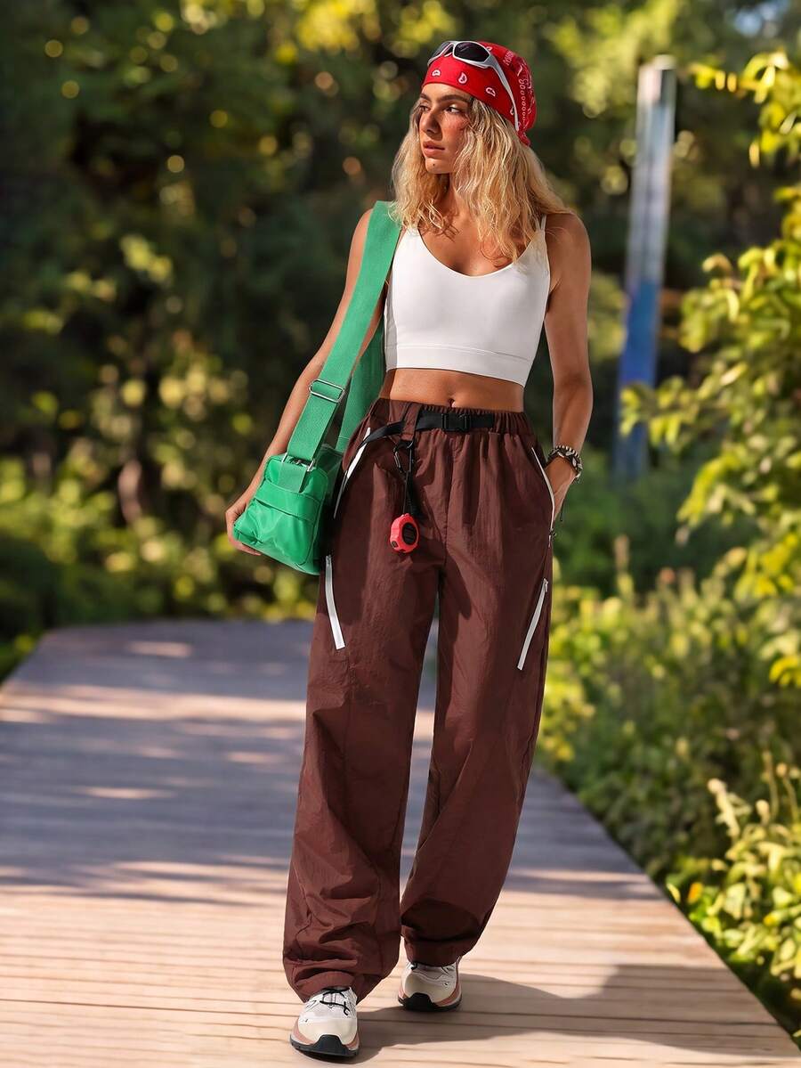 SHEIN Women's Outdoor Sports Hiking & Climbing Pants - Brown - View 1