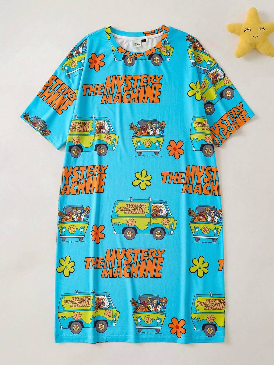 SCOOBY-DOO X SHEIN 女士卡通印花短袖睡衣 - 彩色 - 查看 1