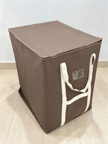 1pc Extra Large Capacity Waterproof And Moisture-Proof Fabric Quilt Clothing Storage Bag, Dustproof Moving Packing Bag, Suitable For Home Storage - Brown - View 3