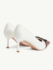 CUCCOO CHICEST Women's Pointed Toe Brown & White Colorblock Minimalist Comfortable Commuter Versatile High Heel Pumps, Fashionable Sexy Party Banquet - Brown and white two-color # - View 5