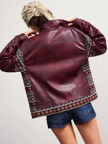 Bohemela Lässige gewebte Patchwork-Jacke mit lockerer Passform und regulärem Schnitt für Damen - Pink - Übersicht 7