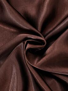 GlowEve CURVE Women's Fashion Elegant Elastic Pleated Long Sleeve V-Neck Hidden Button Placket Tie Satin Blazer, Suitable For Daily Wear And Commuting Fall - Brown - View 4