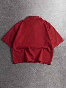 STYNVO 男士夏季休閒字母刺繡襯衫 - 紅色 - 查看 3