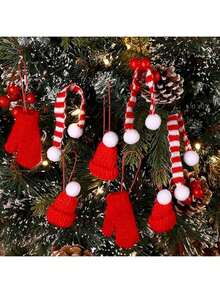 20 Stücke, Mini Weihnachtsmütze, Mini Weihnachtsmütze und Schal Set, Mini Weihnachtsmütze gestrickt, Weihnachtsmannmütze klein für Weihnachts-Weinflaschenhülle, Weihnachtsdekoration, Weihnachtspartys - Mehrfarbig - Übersicht 4