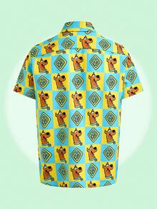 SCOOBY-DOO X SHEIN Áo sơ mi nam tay ngắn kẻ sọc ôm vừa vặn - màu xanh lá - Xem 7