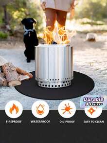 1pc 36 Inches (About 91.4cm) Fire Pit Mat Is Suitable For Single-Furnace Bonfire, Double-Sided Flame Resistant Barbecue Mat Deck Terrace Protection Mat, Round Barbecue Mat Is Suitable For Single-Furnace Accessories, Easy To Clean, Reusable - multicolor - View 1