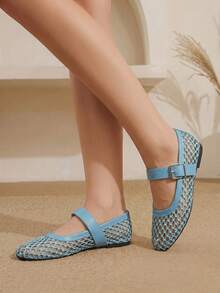 Styleloop Ladies, Willow Nails, Buckles, Flat Shoes. - Light blue - View 7