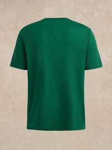 Courvante 3pcs/Set Men's Slim Fit Minimalist Short Sleeve T-Shirts, Featuring Simple Graphic Print On Chest, Versatile All-Match Tees - Dark Green - View 7
