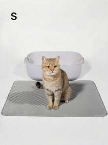 1PC EVA Cat Litter Mat, Double Layer One-Piece Single Opening, Washable Litter Trapping Mat For Indoor Cat Home Use - Grey - View 15