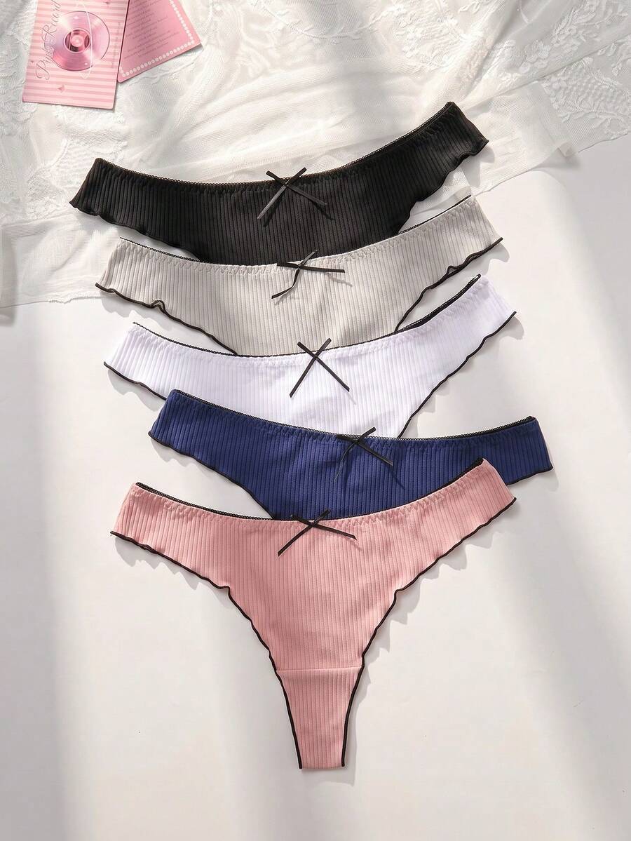 Snug Zone 5pcs/Set Women's Plus Size Color Blocking Panties - Black - View 1