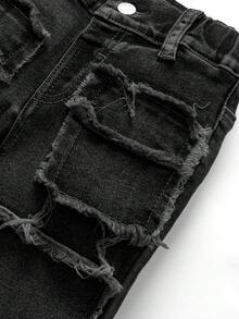 SHEIN Kids Young Boy Casual Washed Distressed Denim Jeans - Black - View 5