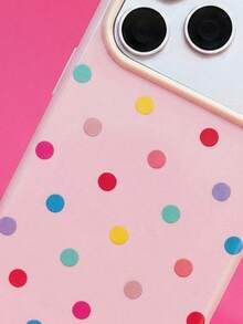 ShellaStory A Summer Day, Dopamine Color-Blocking Polka Dot Macarons, Shockproof Soft Shell, Suitable For 17promax, Personalized, Creativity, Geometry, Simple Style, Fresh Style, Color-Blocking Style, Niche, Ins Style - Berry powder - View 4
