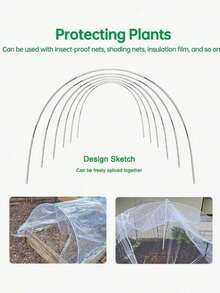 Set 18/30 Buah Penutup Pelindung Tanaman Hortikultura Fiberglass Hitam - Lengkungan Jaring Anti Burung dan Serangga - Penutup Pelindung Bunga dan Sayuran Rumah Kaca yang Tahan Lama dan Tahan Cuaca, Set Penopang Pelindung Burung dan Hewan Rumah Kaca, - MultiWarna - View 2