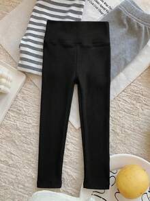 Dazy Kids 女童冬季休閒百搭保暖內裡內搭褲 - 黑色 - 查看 2