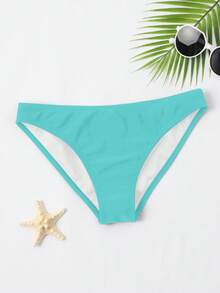 Swim Basics 女款夏季極簡淺綠色純色比基尼三角褲 - 薄荷綠 - 查看 1