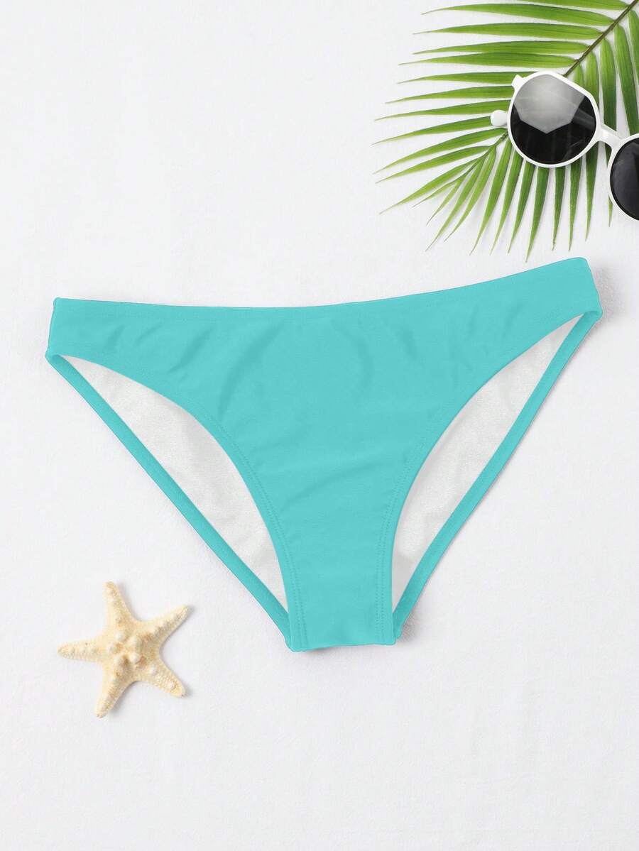 Swim Basics 女款夏季極簡淺綠色純色比基尼三角褲 - 薄荷綠 - 查看 1