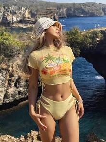 Swim Vcay 度假海灘比基尼泳衣附罩衫上衣套裝 - 彩色 - 查看 4
