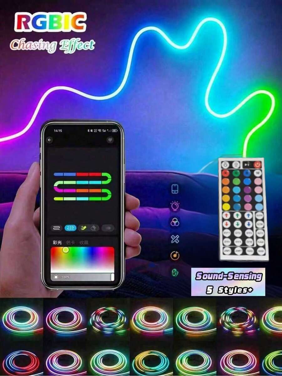 شريط إضاءة نيون ذكي RGB بطول 5 أمتار، يعمل بالطاقة من خلال منفذ USB، مزود بجهاز تحكم عن بعد ب- 20 مفتاح، مجهز بوظائف الاستشعار الصوتي والوميض، مزامنة الموسيقى، تغيير الألوان المتعددة، مناسب لإضاءة الألعاب والإضاءة المحيطة، إضاءة LED، إضاءة خلفية للتلفزيون، إضاءة ديكورية للجدران، إضاءة ديكورية للمنزل، إضاءة ديكورية للغرفة، إضاءة ديكورية للغرفة الخيالية - ضوء ملون - مشاهدة 1