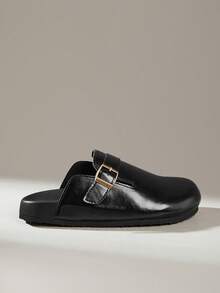 Solecia Closed Toe Mules, Metal Buckle, Workplace Commuting Thin Mules Shoes - Avocado black - View 1