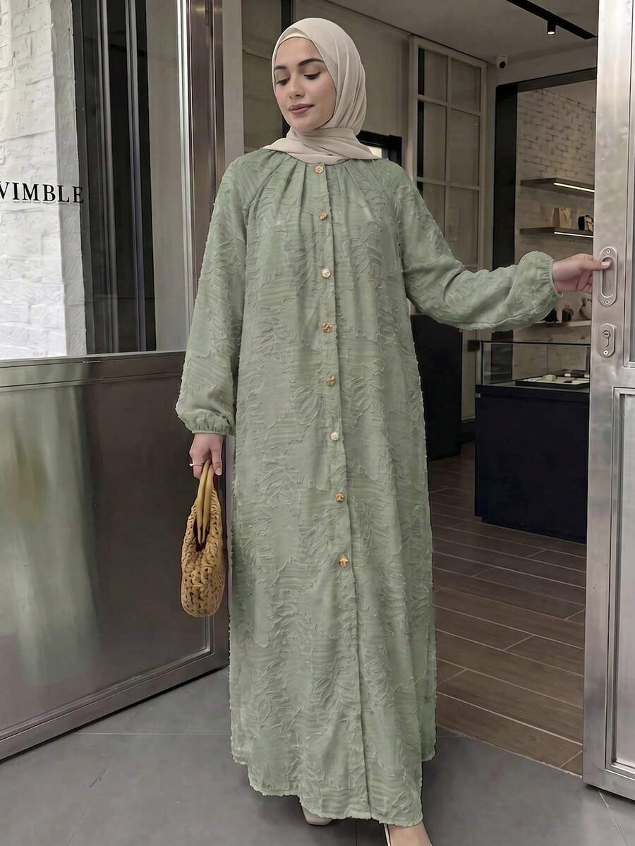 Solavon 女款優雅端莊度假鏤空金屬扣百褶洋裝 適合花園派對、酒吧派對、夜晚場合 鼠尾草綠 秋季