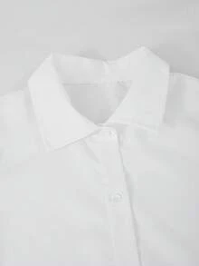 SHEIN Ensemble 3 pièces pour préadolescentes, veste, hauts blancs à manches longues vintage, rentrée scolaire, ample, pantalon large à rayures d'automne, pantalon large blanc à rayures - Multicolore - Voir 8